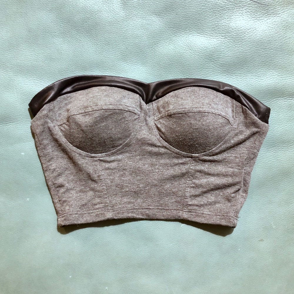 BEBE Grey Bandeau Top Size S